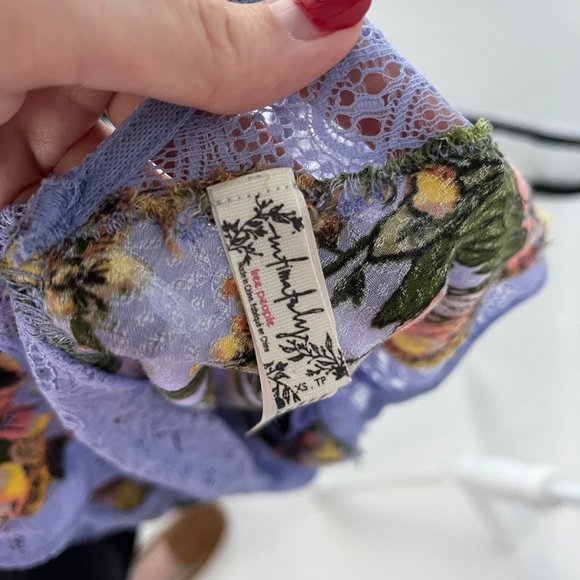 Free People Intimately Marsha Blue Floral Print Lace Slip Mini Dress X-Small XS - Picture 11 of 11